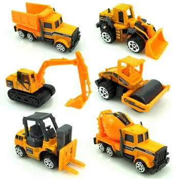 16 Buc Set 1:64 Aliaj De Inginerie Camion Model De Masina Excavator Stivuitor Cu Semn Rutier Camion Turnat Sub Presiune Mașină De Jucărie Jucării Set Pentru Copii