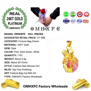 OMHXFC en-Gros de Moda Europene Femeie Petrecere de Ziua de nastere Cadou de Nunta Alb Avere Sac Opal 24KT Real Gold Charm Pandantiv PN256