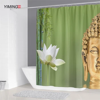 YIMING Zen perdea de duș 3D piatră jet de apă Buddha perdea de duș impermeabil mucegai dovada cortina lavabil Zen perdea de duș