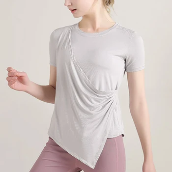 BINȘI Vrac Yoga Top Femei Slim Fitness T-shirt iute Uscat Sport T-shirt Sală de Funcționare de Top T-shirt Bumbac Sport Maneca Scurta Top