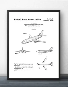 Boeing 737 Brevet Plan Arta De Perete Vopsea De Perete Decor Panza Printuri Canvas Arta Poster Picturi În Ulei Fara Rama