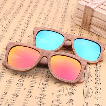 2019 Retro ochelari de soare barbati polarizati Designer de Brand lucrate Manual din Lemn de ochelari Blue beach oglindă Femeile în aer liber ochelari de soare UV400