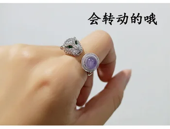 Noi Cristal De Swarovskis Moda bijuterii Inel de cristal Natural cap de leopard inel Argint 925 Lux bijuterii personalizate