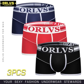 ORLVS 3PC/LOT Boxeri Noi de Bumbac Respirabil Bărbați Lenjerie intima Penis Moale Husă de Chiloți Sexy Lenjerie intima Boxeri pantaloni Scurți de sex Masculin Chilotei