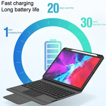 Tastatura Bluetooth din Piele de Caz pentru iPad Pro 11 inch 2020 cu Pix Slot & Touchpad & 7-culoare Iluminare din spate 2018 CM-11D Material TPU