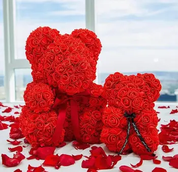 Minunat 25cm/40cm Teddy Bear Artificiale Flori de Trandafir PE Rose Bear pentru Femei Prietena Copii Ziua Îndrăgostiților Cadou de Ziua de nastere