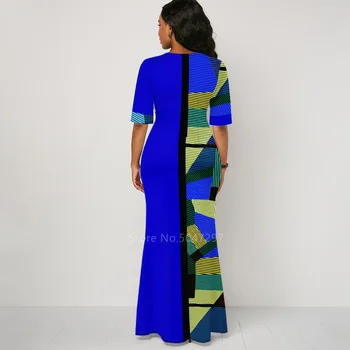 Africa De Moda Dashiki Imprimare Patchwork Rochie Femei Haine De Buzunar Doamnelor Bazin Nigerian Ankara Rochie Split Robă Lungă Plus Dimensiune