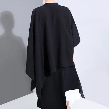 2020 Femei Vara Solid Negru Supradimensionat Bluza Maneca Jumătate Doamnelor Elegante Casual Uzura Blusas Feminin Camasa camasa femme 6290