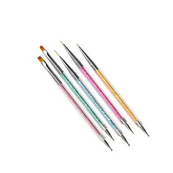 5Pcs Nail Art Pensule Unghii Stilou Dotting Cap Dublu de Unghii Desen Stilou Pix cu Gel UV Manichiura Instrument