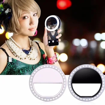 1 buc Telefon Mobil Lumină Clip Selfie Led Flash Auto pentru Telefon Mobil Smartphone Rotund Portabil Selfie Lanterna Oglindă
