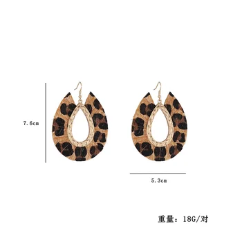 Picătură de apă PU Piele de Leopard de Imprimare de Moda Cercei din Aliaj Exagerat Joker Strada Vânzare Populare Legăna Cercei Brand de Bijuterii