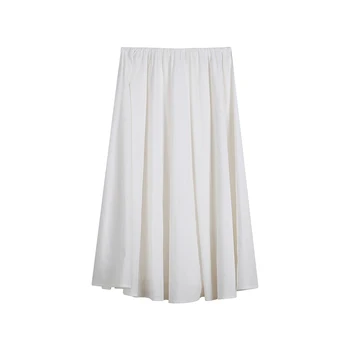 Coreea style femei fusta lunga faldas fuste midi vintage faldas coreanas jupe longue femme saias larga jupe taille haute alb