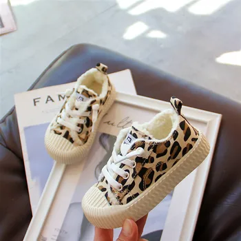2021 Iarna Noi Fete Panza Adidași Copii Bumbac Căptușit Pantofi Băiat Leopard Pantofi Casual Bord Copilul Moale partea de Jos, Plus de Boot
