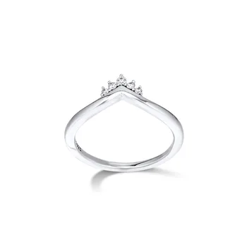 Deschide Pietre Tiara Claviculă Inele de Argint pentru Femei Clar CZ Argint 925 Inele Bijuterii Princess Crown Femei Inele Bijuterii
