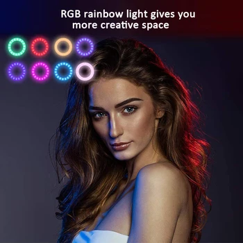 10 inch LED-uri RGB de Lumină Inel Cu Trepied Selfie Colorate Fotografie Lumini pentru Studio Vlogging YouTube Scurt Video Live Ringlight