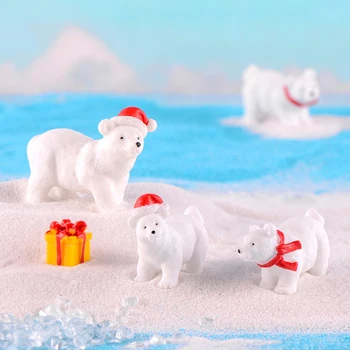 Craciun in miniatura urs Polar figurine zână mini garden home decor de birou accesorii miniaturi de animale rășini decor