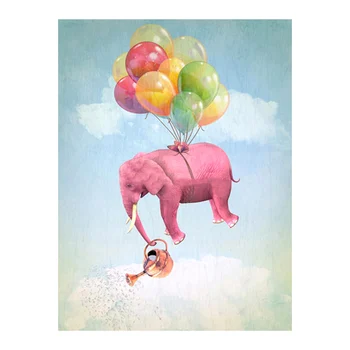 Balon Elefant Roz Diamant Pictura desen Animat Animale Rotund Burghiu Plin de Nouveaute DIY Mozaic Broderie 5D cruciulițe Cadouri