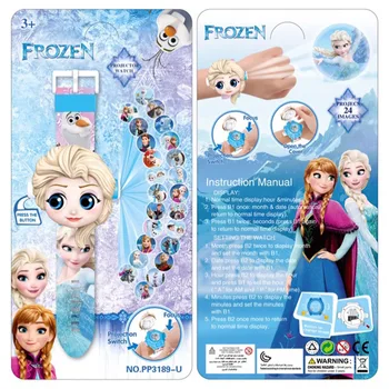 Congelate 2 Proiecție 3D ceas de copil filme Disney ziua de nastere figura anime de Moda desene animate Flip ceasuri de mână fată ceas cadou jucărie