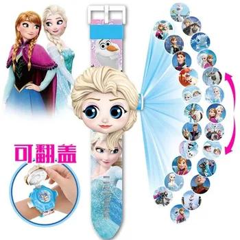 Congelate 2 Proiecție 3D ceas de copil filme Disney ziua de nastere figura anime de Moda desene animate Flip ceasuri de mână fată ceas cadou jucărie