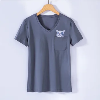 Nouă Femei din Bumbac Moda Slim Tricou Super Confortabil Sălbatic cu Maneci Scurte T-Shirt GRAY22