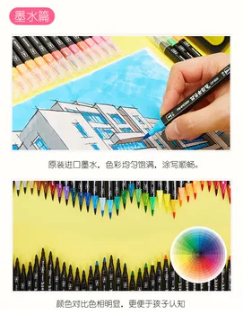 AIHAO 2019 Noi Acuarelă Colorate Cap Dublu Set de Pix pentru Copii Elev de Școală Lavabile Moi Cap de Artă Papetărie 12/18/24/36