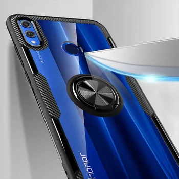 Clar Carcasa Telefon Pentru Huawei Y Max Cazul Transparent PC+Fibra de Carbon Full Ring Protecție Capacul din Spate Pentru Huawei Engoy Max Coque