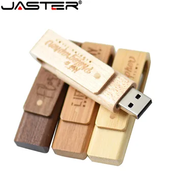 JASTER LOGO-ul clientului de lemn rotativ usb flash drive lemn natural transforma peste pendrive 4GB 8GB 16GB 32GB 64gb memorie stick