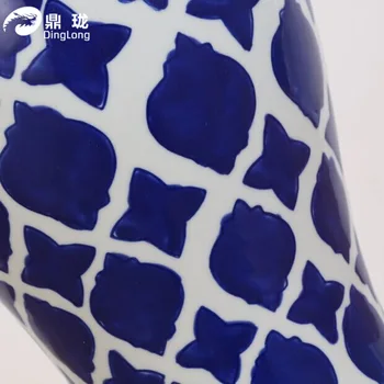 TUDA Transport Gratuit Stil Chinezesc Masă Lampă de Mână-pictat Albastru Grila Ceramica Lampă de Masă Pentru Hotel Foaier Dormitor Noptieră Lampa E27