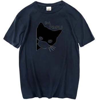 Ew Oameni Cat Imprimate T-Shirt De Vară De Culoare Solidă Pentru Bărbați Tricouri Moda Amuzant Tricou Strada Harajuku Tricou Desene Animate, Sport