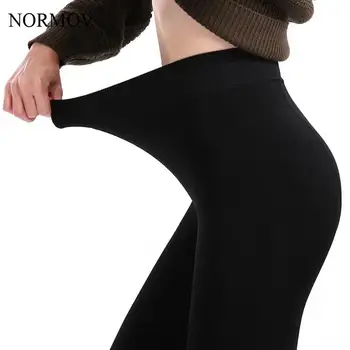 NORMOV Gros de Iarna Jambiere Pentru Femei Super Stretch Talie Mare Plus Catifea Jambiere Femei Casual Culoare Solidă Cald Legins