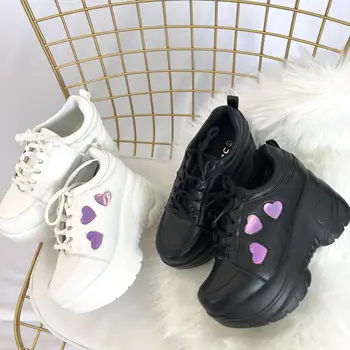 Fată Japoneză Dulce Lolita Adidași Inima Femeilor Fata De Colegiu Studenți Lolita Pantofi Toc Inalt Platforma Pantofi Platforma Sneakes