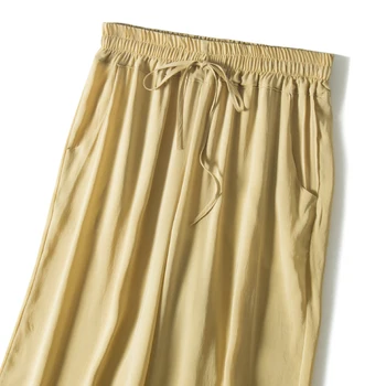 SUYADREAM Solid Silk Pantaloni Joggers Femei Reale Crep de Mătase de Înaltă Talie Pantaloni Lungi de Vară 2020 Birou Doamnă Elegant Pantaloni