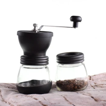 Ecocoffee Manual Ceramice Burr boabe de Cafea Rasnita cu Fortificate Pahar de Stocare Borcan barista Filtru de Cafea