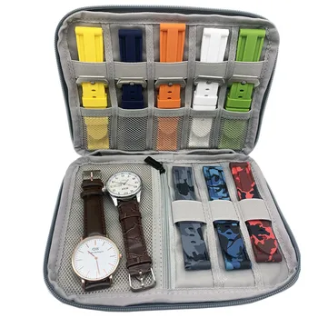 Multifuncțional Portabil Curea De Ceas Organizator Ceas Trupa Box Sac De Depozitare Watchband Titularul Ceas De Călătorie Cazul Husă Gri Negru
