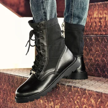Moda pentru Bărbați Cizme Militare Casual din Piele Pantofi Toamna Iarna Munca & Siguranță, Pantofi Omul Negru Si Maro Armata Cizme de Cowboy Pentru Bărbați