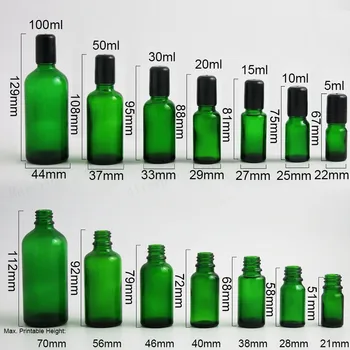 12 x Reîncărcabile 100ml 50ml 30ml 20 ml 15 ml 10ml 5ml Verde de Sticlă Roll-on Sticle de Sticlă cu Bile cu Role