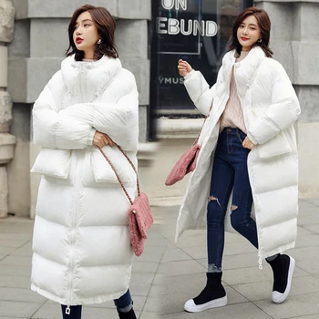 Leiouna Plin Grosime Lung Haina Plus Dimensiune Moda Strat De Bumbac Femei Coreene 2020 Femeie Strat De Bumbac Jachete Îmbrăcăminte Exterioară Zăpadă Purta