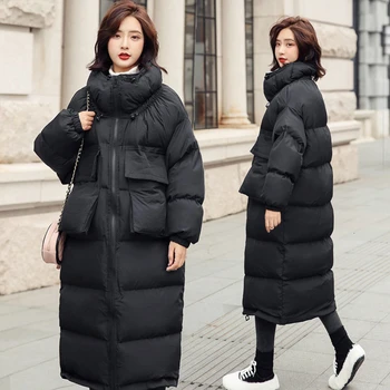 Leiouna Plin Grosime Lung Haina Plus Dimensiune Moda Strat De Bumbac Femei Coreene 2020 Femeie Strat De Bumbac Jachete Îmbrăcăminte Exterioară Zăpadă Purta