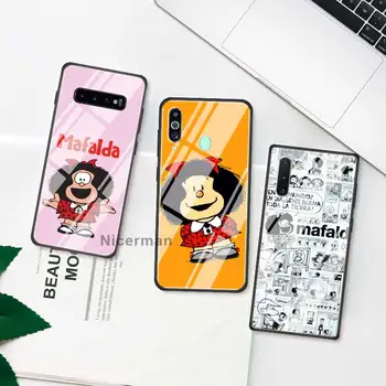Mafalda de Desene animate de Caz Pentru Samsung Galaxy S20 Ultra S10 S10e 5G S9 S8 Plus Nota 10 9 Sticlă Călită Telefon Coque