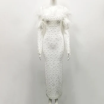 Noua Moda Hoy Vânzare Alb Elegant Iff Umăr Bandaj Cu Blana De Design De Mireasa En-Gros De Partid Costum De Haine En-Gros