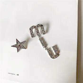 Personalitate Asimetrice Stele Scrisoare Cercei pentru Femei 2020 Culoare Argintie Plin de Pietre Lung Legăna Cercei de Partid Pendientes