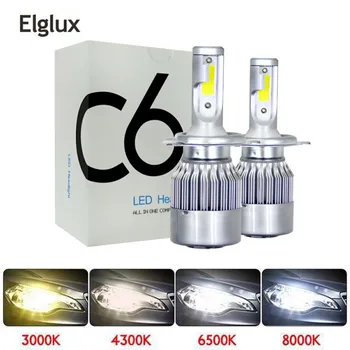 Elglux 2 buc 3000K Mașină de Lumini Becuri LED H4 H7 9003 HB2 H11 LED H1 H3 H8 H9 880 9005 9006 H13, 9004 9007 Auto Faruri Lămpi cu Led-uri