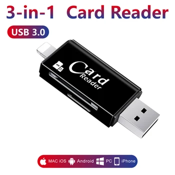 3-în-1 Cititor de Card SD Cititor de Card Tf si Micro SD Card Adaptor pentru Calculator, iPhone, iPad, Android, Mac,Micro USB 3.0