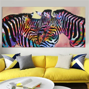 Pline de culoare Zebra Cuadros Decor Postere si Printuri Poze de Perete pentru living Home Decor Panza Pictura Dropshipping