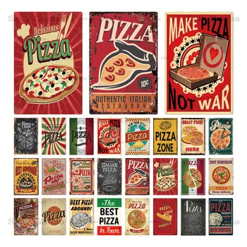 Tin Semne Placa De Metal De Epocă Poster Pizza Gourmet Metal Semn Decor De Perete Pentru Restaurant Fast Food, Bar, Pub, Club De Fier Pictura