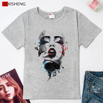Cele mai noi Femei t shirt 2020 Maneci Scurte O-Gât Casual t-shirt Portret Abstract Print Tee Top Hipster Tumblr tricouri