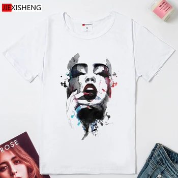 Cele mai noi Femei t shirt 2020 Maneci Scurte O-Gât Casual t-shirt Portret Abstract Print Tee Top Hipster Tumblr tricouri