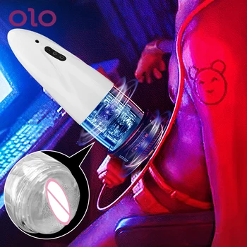 OLO de sex Masculin Masturbator Cupa Rotirea Automată Jucărie Sexuală pentru Bărbați Real Vagin de Buzunar Interacțiune Voce Supt Vid