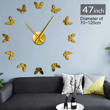 Micul Fluture 3D DIY Acrilice Simple Oglinzi Suprafață Ceas de Perete Animal Cadou Pentru Copii Unice Tăcut autoadezive, Ceas de Ceas