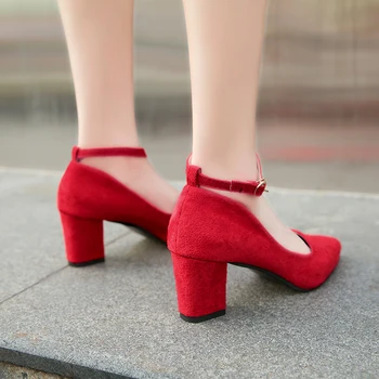 Gros Pantofi cu Tocuri de Femei Pompe de Moda a Subliniat Toe Pantofi de Lucru Catarama Curea Tocuri de Primăvară de Toamnă Doamnă Birou Încălțăminte fgh